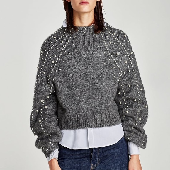 pearl embellished jumper zara
